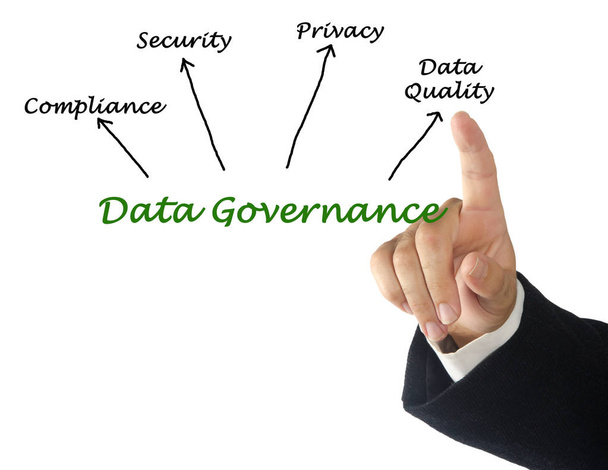 man die presenteert Data Governance doelen - Foto, afbeelding