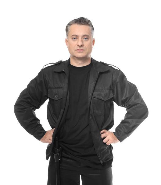 Male security guard on white background - Фото, изображение
