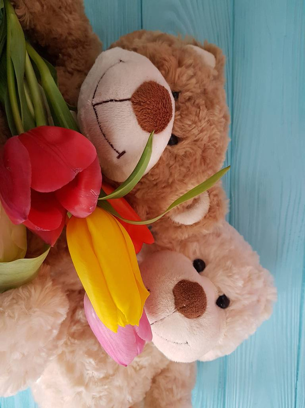 игрушка из двух медведей, деревянная
 - Фото, изображение