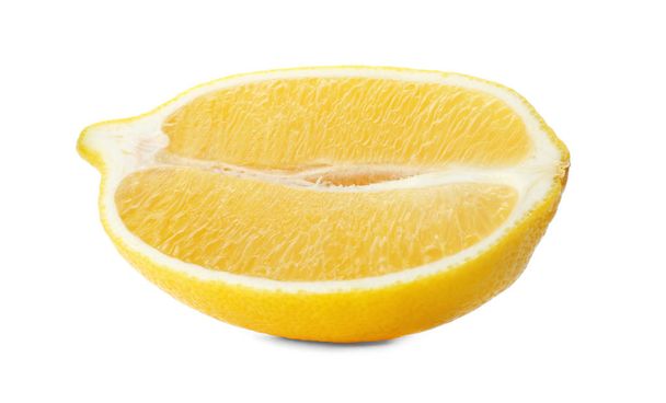 Half of fresh ripe lemon on white background - Fotoğraf, Görsel