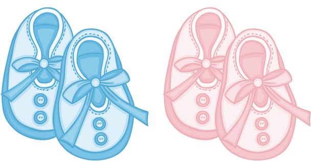 Blue and pink baby shoes - Vector, Image