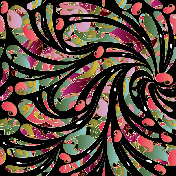 Floral paisley seamless pattern. Vector colorful background  - ベクター画像