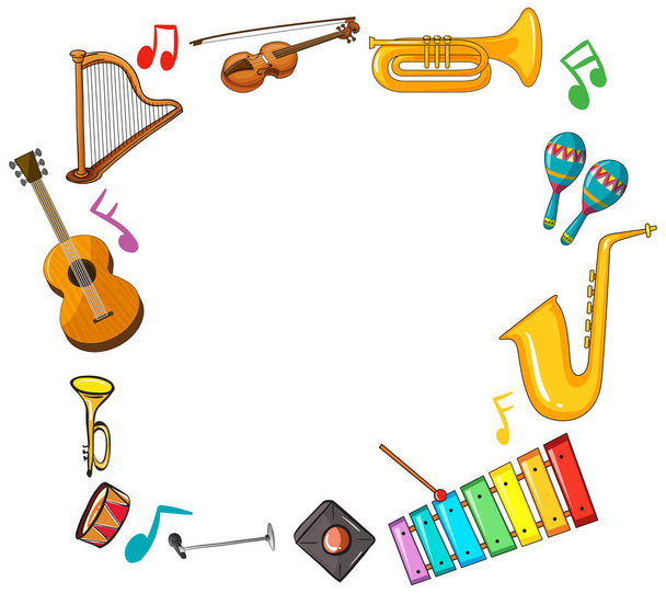 Rand sjabloon met muziekinstrumenten - Vector, afbeelding