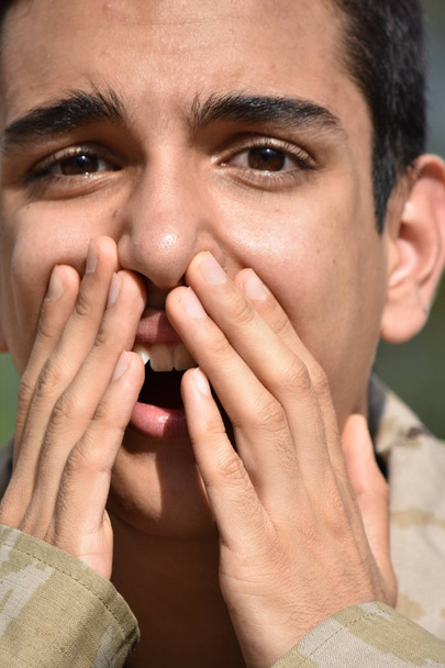 Shocked Male Soldier - Fotó, kép