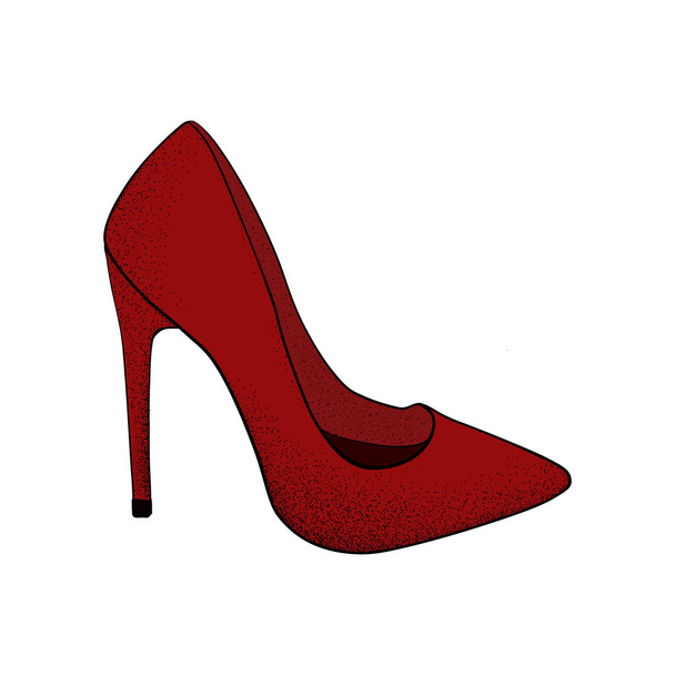 La imagen de los zapatos de estilo moderno de color rojo. Dibujado a mano
  - Vector, Imagen