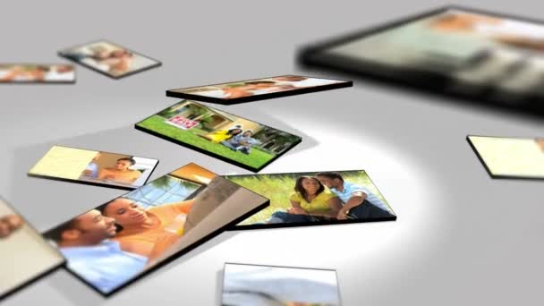 Montaj 3d tablet görüntüleri etnik çiftler yaşam tarzı - Video, Çekim