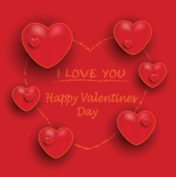 Szczęśliwy Valentine Day, czerwony pomarańczowy serce tablica z życzeniami, wektor - Wektor, obraz