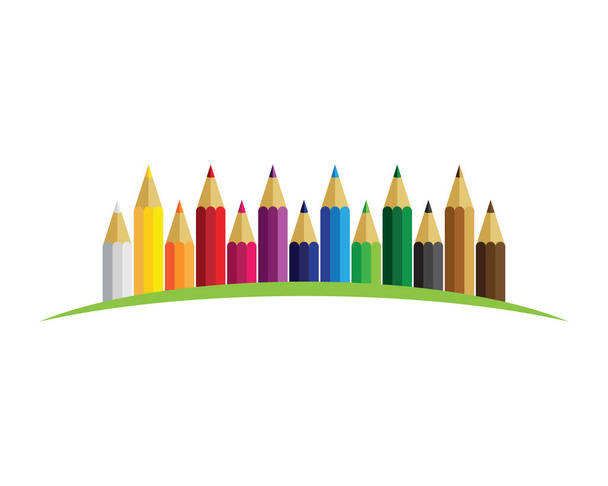 Set of colored pencils on white background - Vector, Image