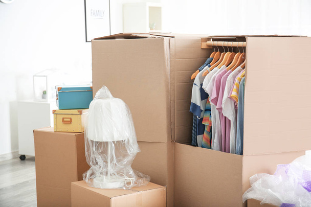 Wardrobe boxes with clothes   - Φωτογραφία, εικόνα