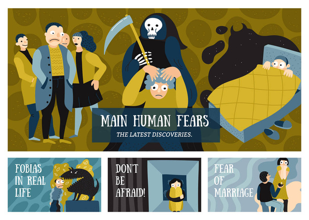 Set de Banners Horizontales de Miedos Humanos
 - Vector, imagen