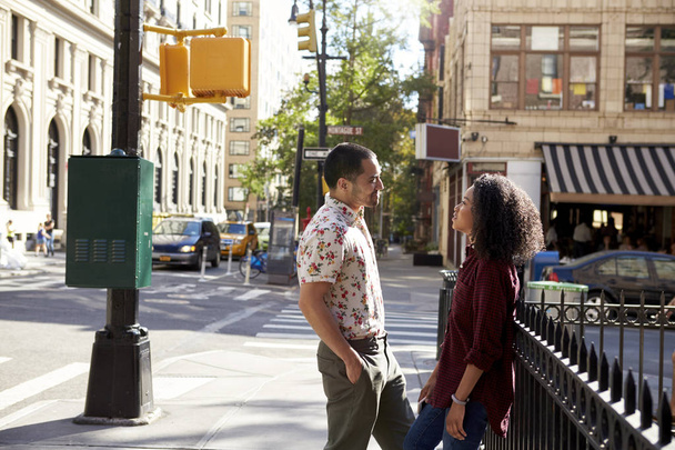 Young Couple Meeting On Urban Street In New York City - Photo, image