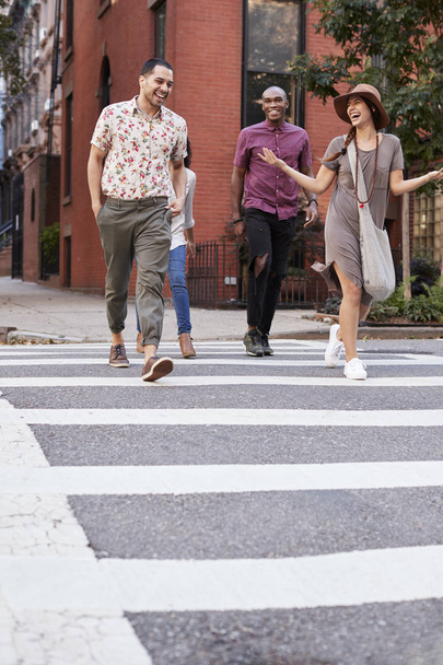 Group Of Friends Crossing Urban Street In New York City - Photo, Image