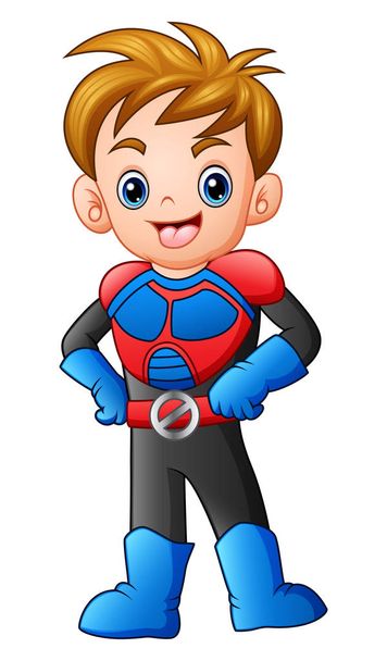 Vector illustration of Cartoon superhero boy posing - ベクター画像