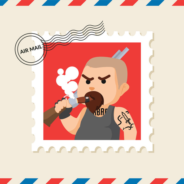 Gangster tłuszczu znaczka pocztowego na kopercie mail powietrza - Wektor, obraz