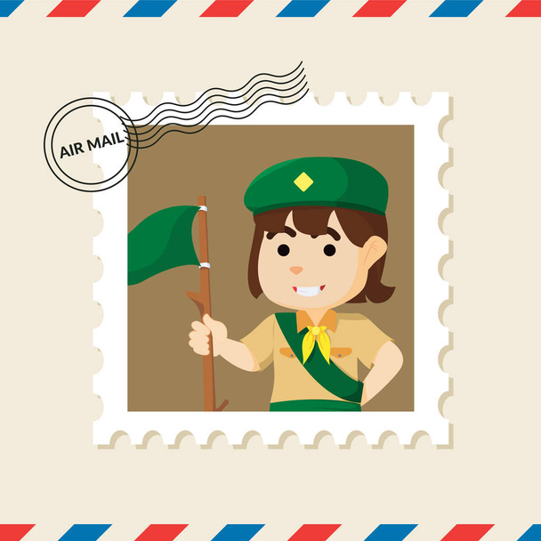Girl scout postage stamp on air mail envelope - Vector, Image