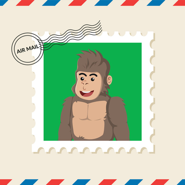Gorilla postzegel op lucht mail envelop - Vector, afbeelding