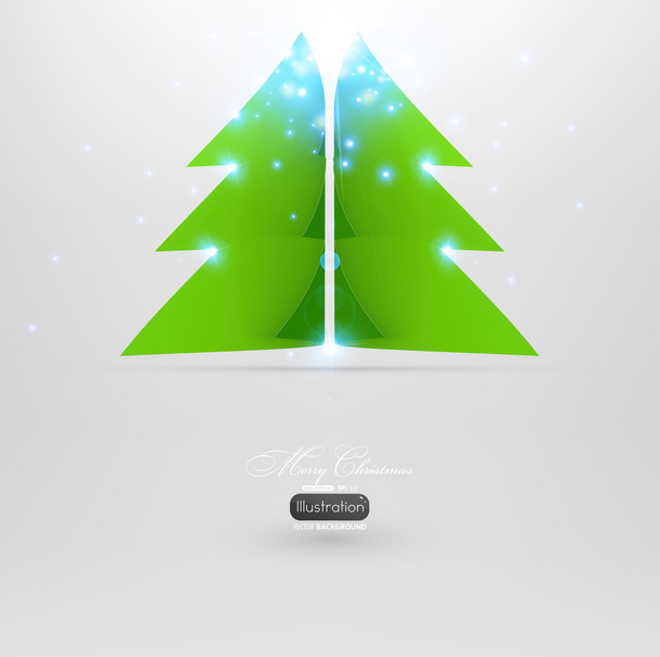 einfacher Vektor-Weihnachtsbaum aus grünem Papier - originelle Neujahrskarte - Vektor, Bild