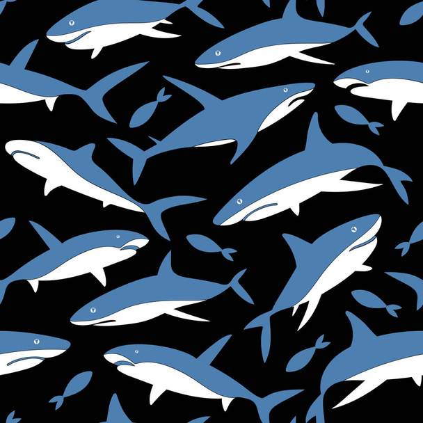 Vector patroon met silhouetten van onderwater zeevis, hedendaagse achtergrond en afdrukken, doek ontwerp voor kinderen - Vector, afbeelding
