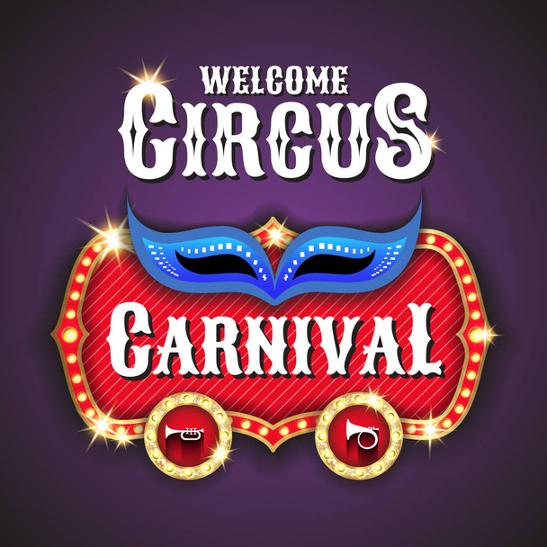 Τσίρκο και Καρναβάλι marquee λάμπα διάνυσμα καρέ - Διάνυσμα, εικόνα