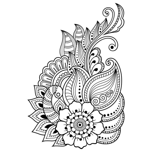Henna tattoo flower template in Indian style. Ethnic floral paisley - Lotus. Mehndi style. Ornamental pattern in the oriental style. - Vettoriali, immagini