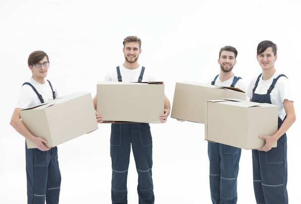 photo workers holding boxes when moving flats, - Fotografie, Obrázek