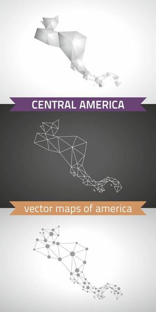 Midden-Amerika collectie van vector design moderne kaarten, grijze en zwarte en zilveren stip contour mozaïek 3D-kaart - Vector, afbeelding