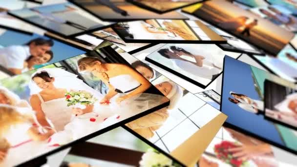 Montage 3d Tablet Hochzeitsbilder amerikanischer Bräute - Filmmaterial, Video