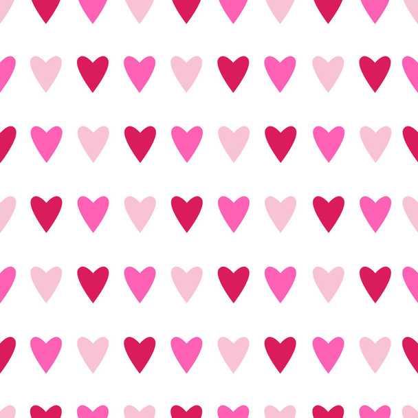 Seamless pattern with pink hearts on white background. Vector illustration. - Vetor, Imagem