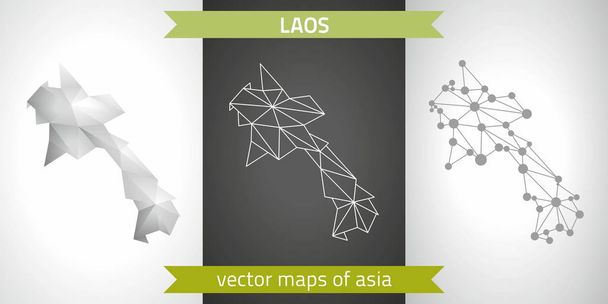 Laos collezione di disegno vettoriale mappe moderne, grigio e nero e argento dot contorno mosaico 3d mappa
 - Vettoriali, immagini