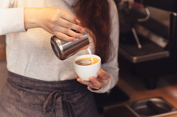 Barista, cafe, making coffee, preparation and service concept - Φωτογραφία, εικόνα