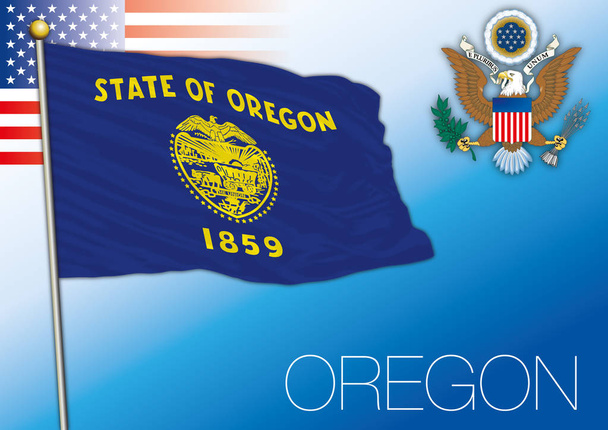 アメリカ合衆国のオレゴン州連邦状態フラグ - ベクター画像