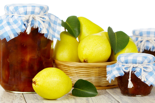 Pear jam and yellow pears. - Photo, Image