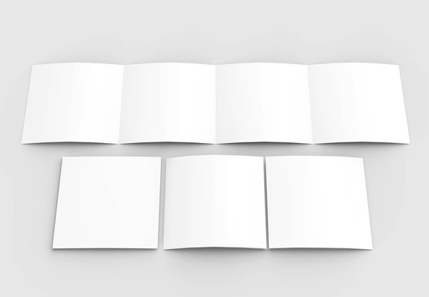 Square four folded - 4-Fold - brochure mock-up isolated on soft  - Фото, изображение