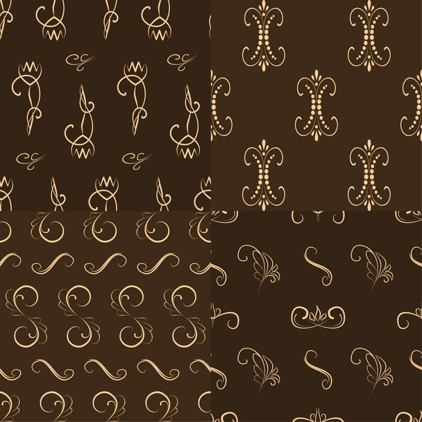 A set of seamless patterns with ornaments. Elements for design and decoration. - Διάνυσμα, εικόνα