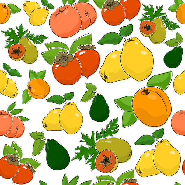 Бесшовный узор из свежих фруктов
 - Вектор,изображение
