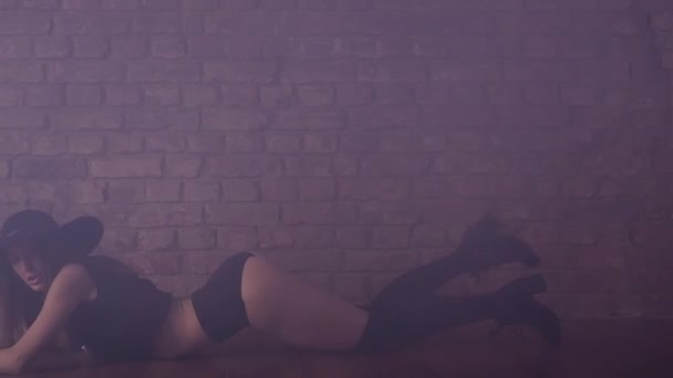 Горячая молодая девушка дразнит танцора перед стеной из красного кирпича
 - Кадры, видео