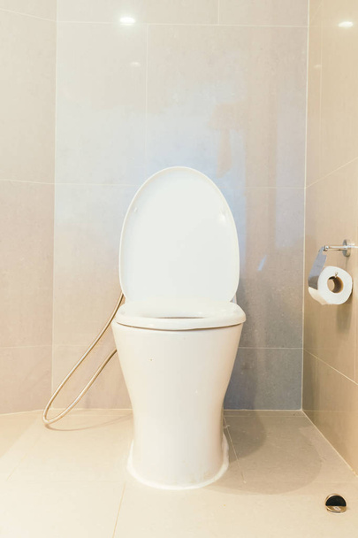 White bowl seat decoration in toilet room interior - Foto, Imagen