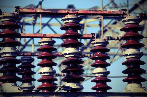 electric switches in an electrical substation power plant - Photo, Image