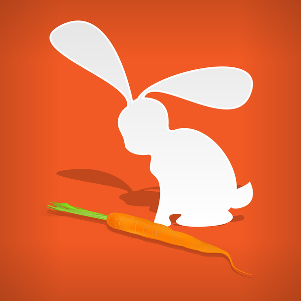 Vector white rabbit with carrot. - Vector, Image