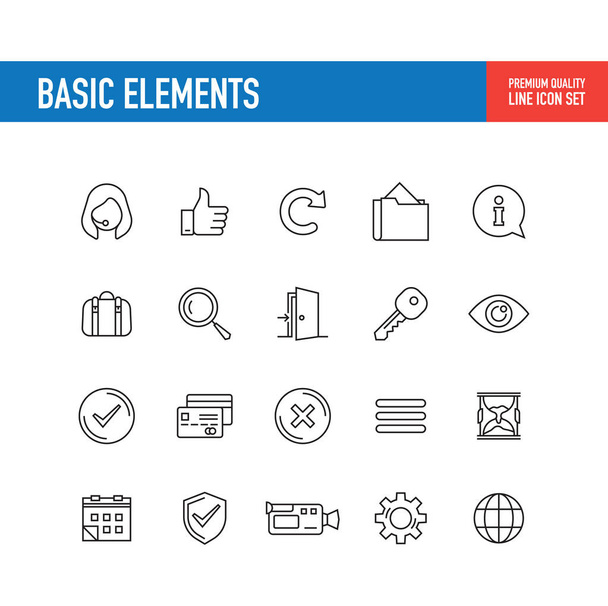Basic Elements Line Icons, vector illustration - Vector, Image