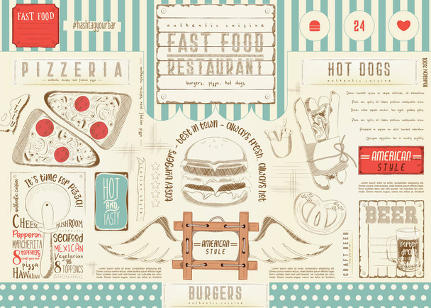 Fast Food Restaurant Placemat - Vector, Image