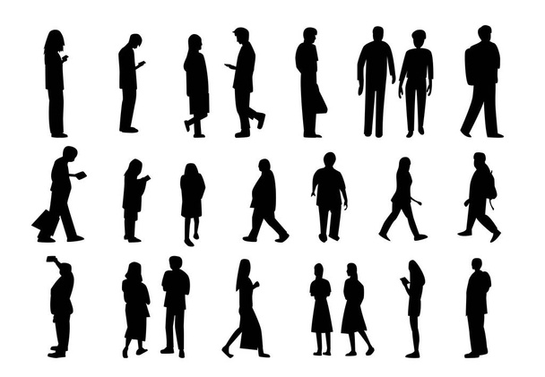 Набор людей в стиле силуэта, векторный дизайн
 - Вектор,изображение