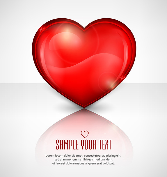 Red heart on white & text - Vector, Imagen