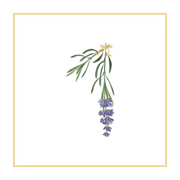 Digit 1 monogram. Retro sign alphabet with lavender flower initial - Vector, Image