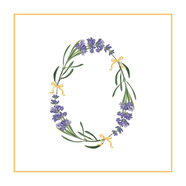 Cijfer 0 monogram. Retro bord alfabet met lavendel bloem initiële - Vector, afbeelding