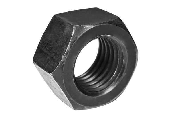 Black screw-nut isolated on white background closeup - Photo, Image