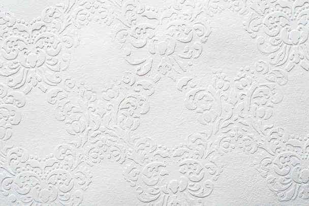 White acrylic texture, painted surface with embossing, grunge pattern - Photo, Image