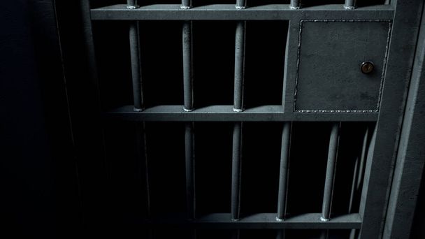 Puerta de celda de la cárcel y barras de hierro soldado
 - Foto, imagen
