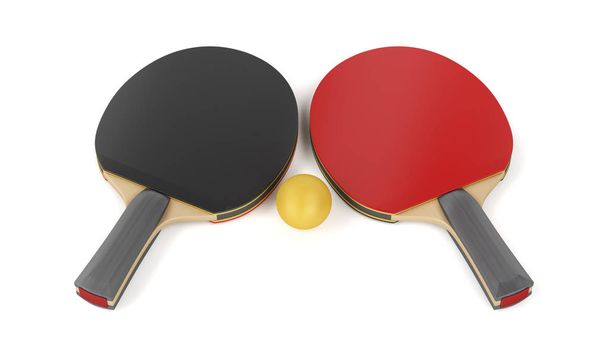 Raquetas de tenis de mesa y una pelota
 - Foto, imagen