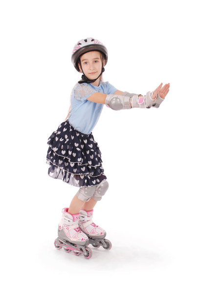 Little pretty girl on roller skates - Foto, Imagem